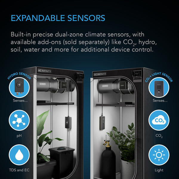AC Infinity CONTROLLER AI+ Environmental Controller, AI-Powered Learning and Dynamic Level Adjusting for UIS and Third-Party Devices, Dual-Zone VPD, Temperature and Humidity, Bluetooth + WiFi App