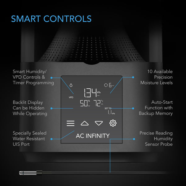 AC Infinity CLOUDFORGE T3, Environmental Plant Humidifier, 4.5L, Smart Controls, Targeted Vaporizing