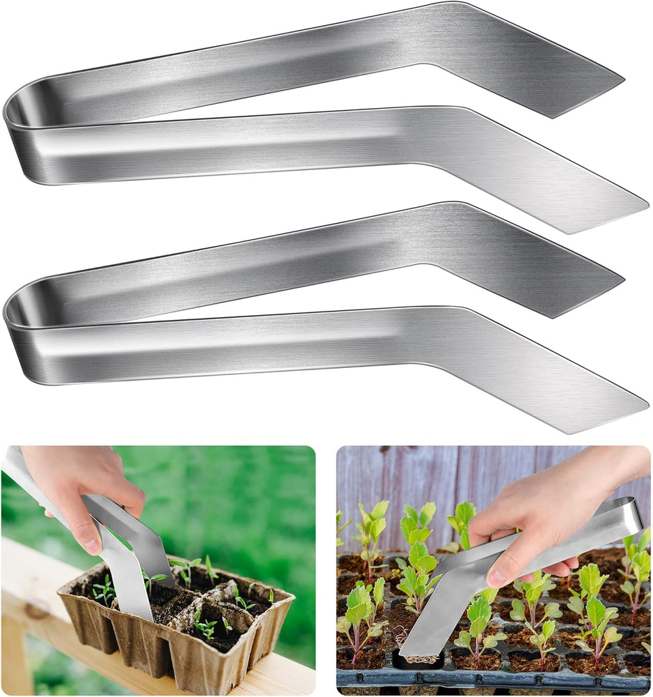 2 Pcs Seedling Transplant Tongs- 8.7 Inch Stainless Steel Gardening Plants Transplant Tongs