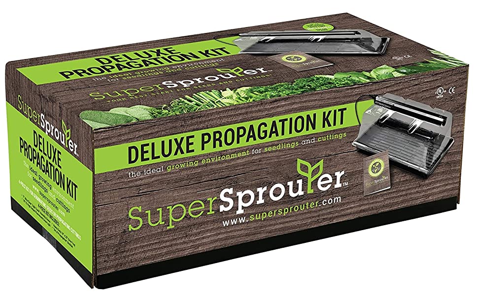 Super Sprouter Deluxe Propagation Kit Includes 7" Ultra Clear Humidity Dome, Double Thick 10" x 20" Tray, 18" T5 Grow Light & Booklet