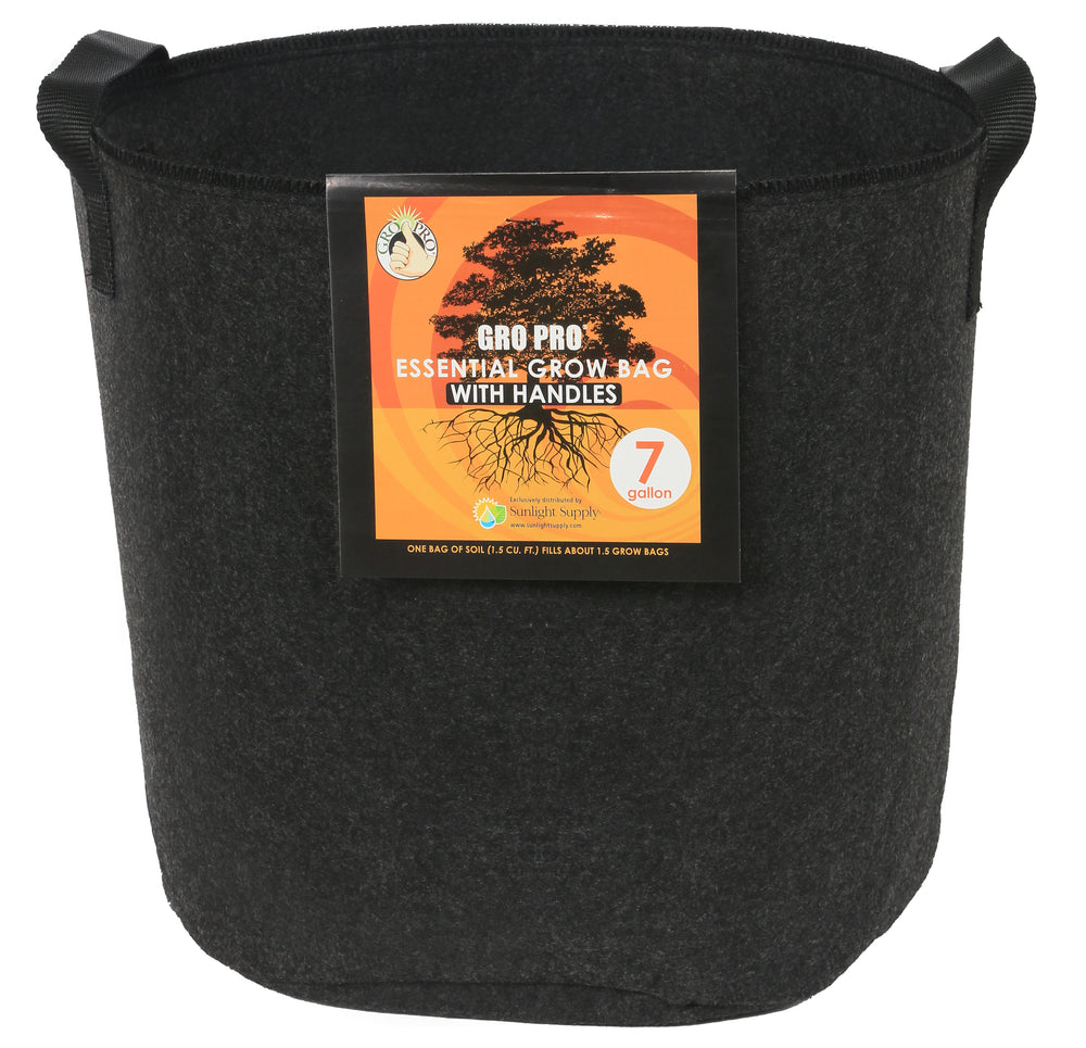 Gro Pro® 7 Gallon  Essential Round Fabric Pots with Handles - Black